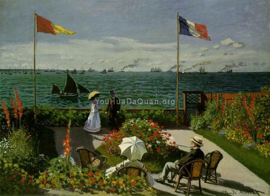Terrace by the Sea at Sainte-Adresse - 克劳德·莫奈